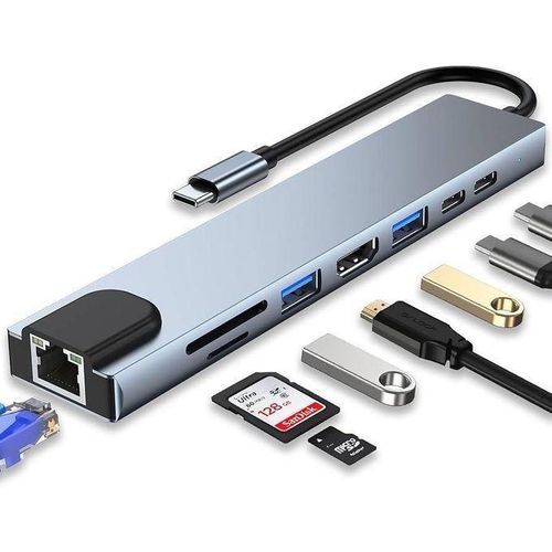 Type-C to HDTV 8-in-1 Multi-Function Adapter